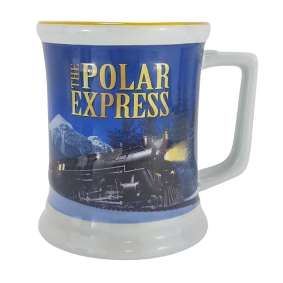 Set of 2 Vintage Polar Express Believe Mugs Teacups Warner Bros White Blue - Picture 10 of 12
